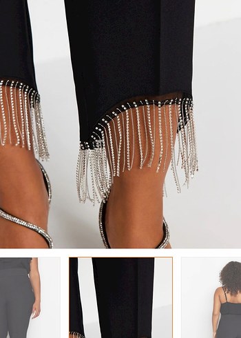 Zincir detaylı Siyah Kadın Pantolon - Görsel 3