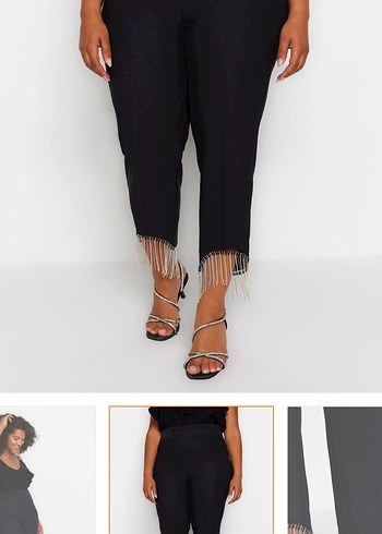 Zincir detaylı Siyah Kadın Pantolon - Görsel 2