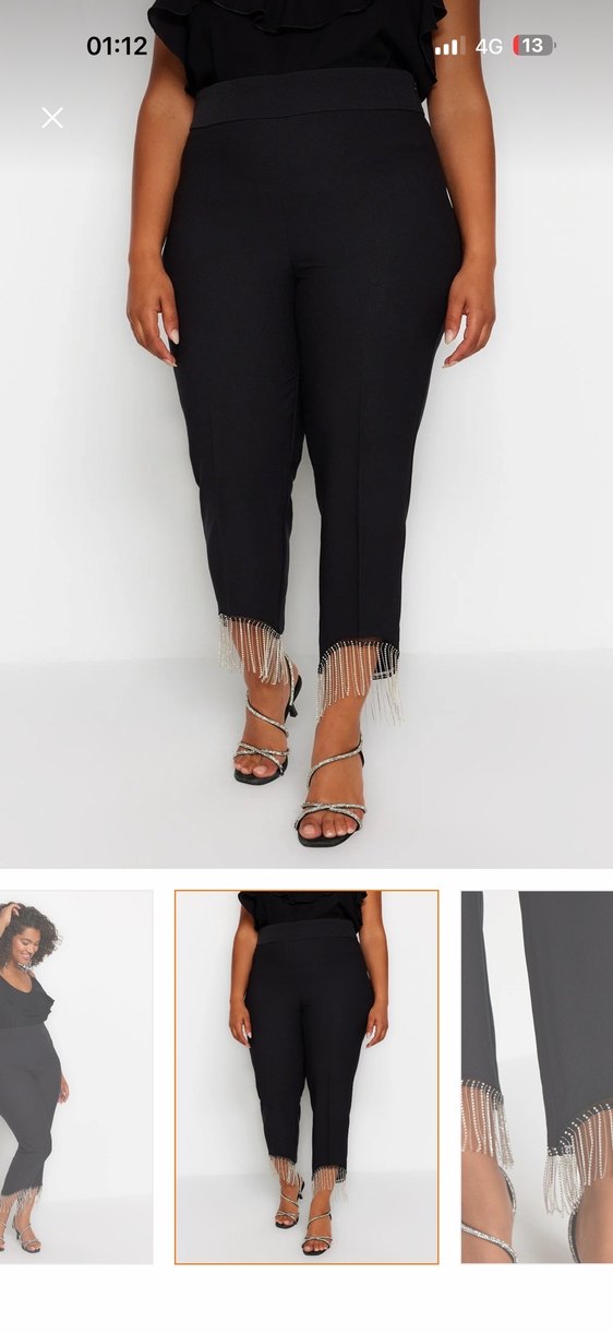 Zincir detaylı Siyah Kadın Pantolon - Görsel 2