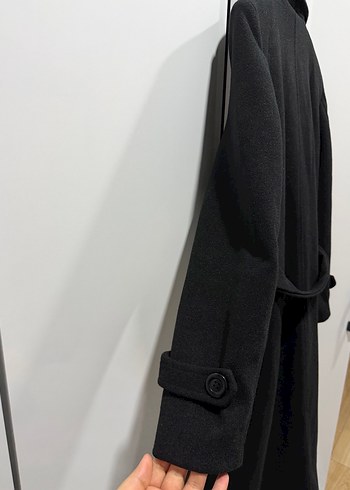 Siyah kaşe Kemerli Kaban - Görsel 6