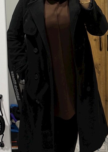 Siyah kaşe Kemerli Kaban - Görsel 2