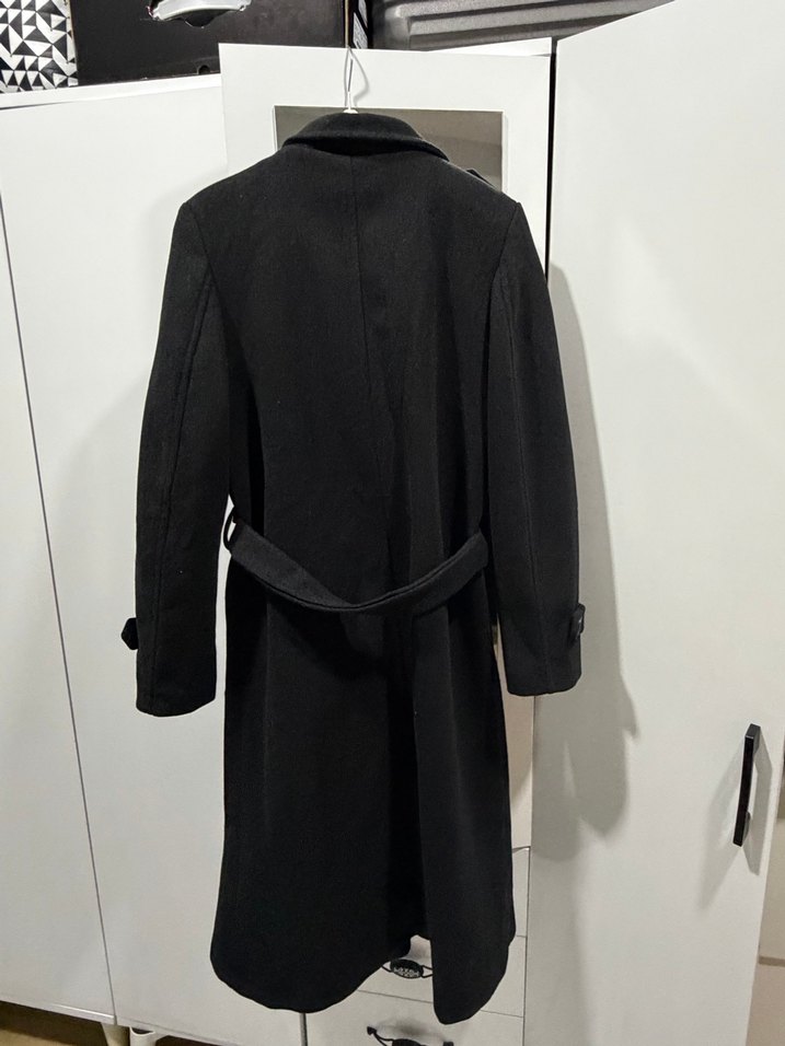 Siyah kaşe Kemerli Kaban - Görsel 5