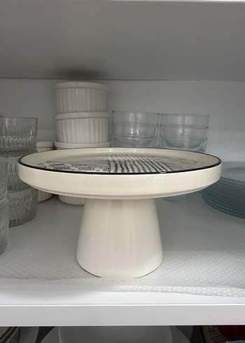 Desenli ayaklı seramik Servis tabağı - Görsel 3