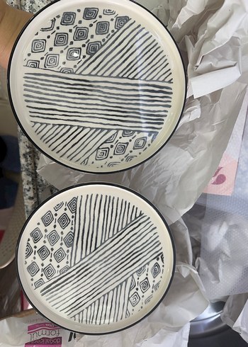 Desenli ayaklı seramik Servis tabağı - Görsel 5