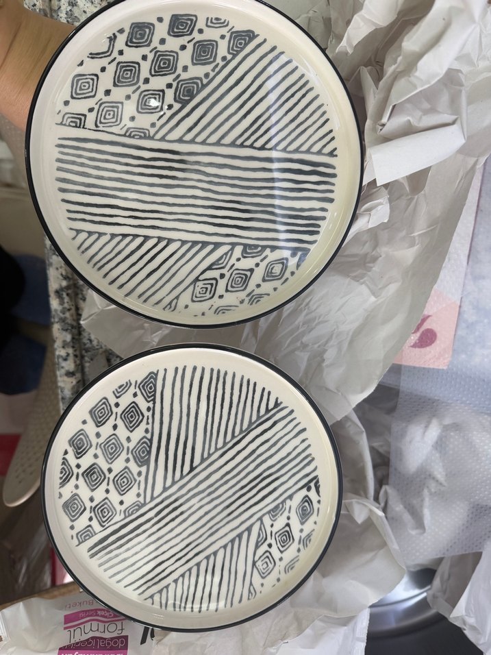 Desenli ayaklı seramik Servis tabağı - Görsel 5