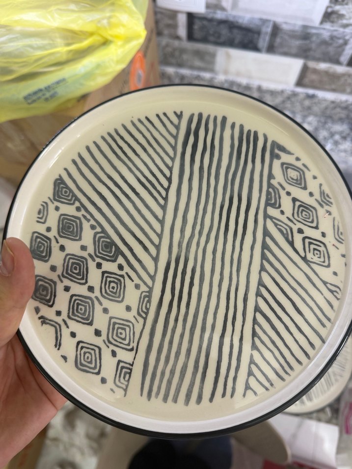 Desenli ayaklı seramik Servis tabağı - Görsel 2