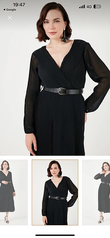 Midi boy pileli elbise - Görsel 3