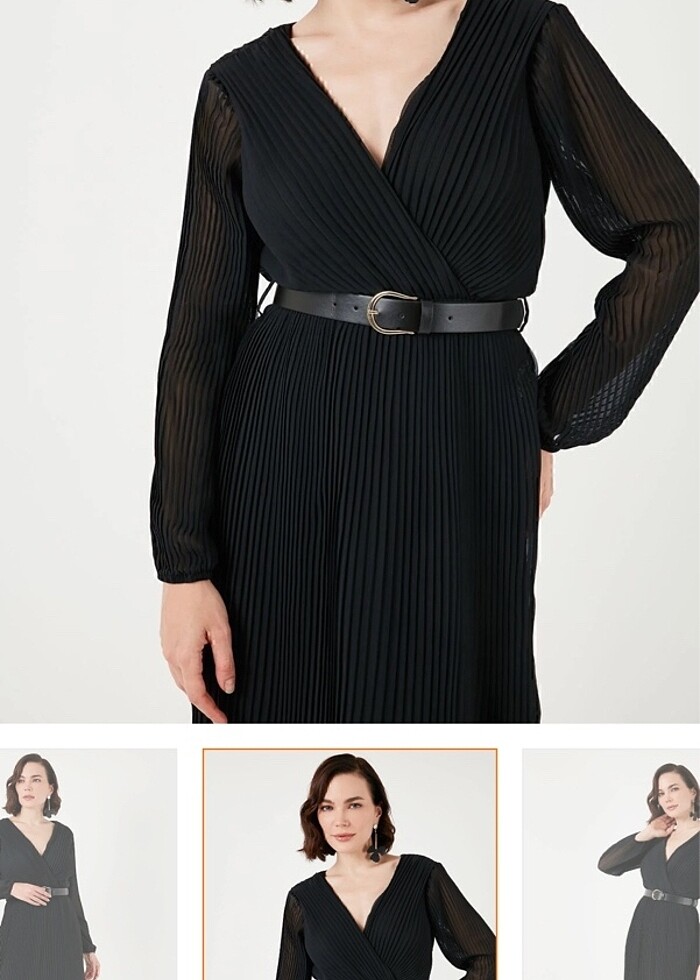 Midi boy pileli elbise - Görsel 3