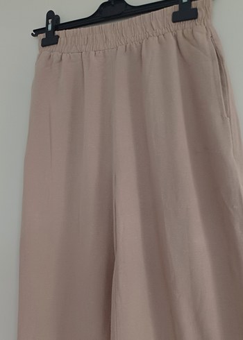 Zara Bej Midi Keten Kadın Pantolon