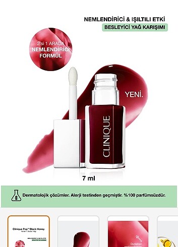 Clinique Pop Yanak Dudak Renklendirici Yağ black honey 