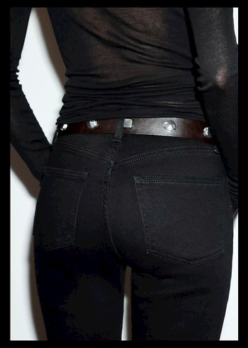 Siyah Kadın Denim Cigarette Pantolon - Görsel 5