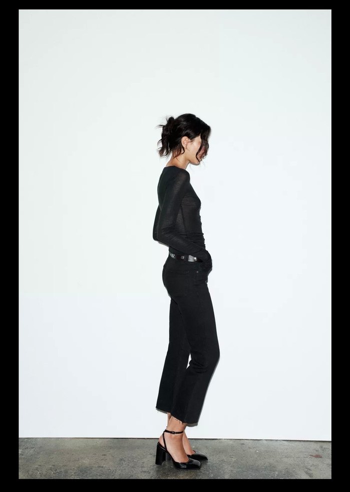 Siyah Kadın Denim Cigarette Pantolon - Görsel 3