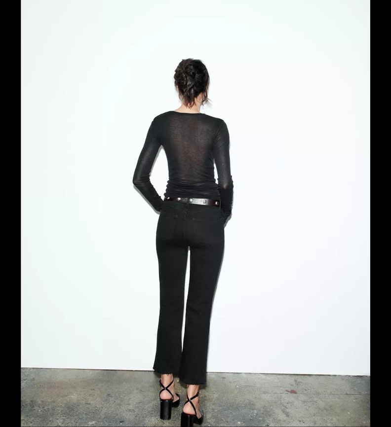 Siyah Kadın Denim Cigarette Pantolon - Görsel 4