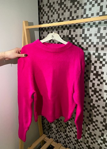 Pembe Bisiklet Yaka Örgü Kadın Kazak