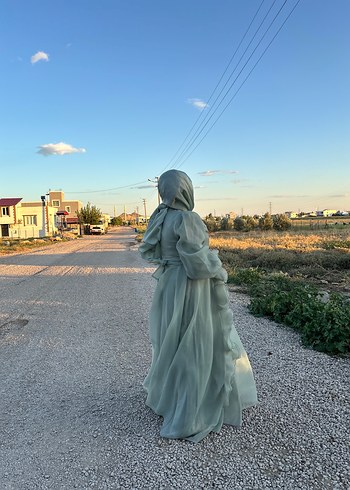 xl Beden Tesettür Fırfırlı Abiye