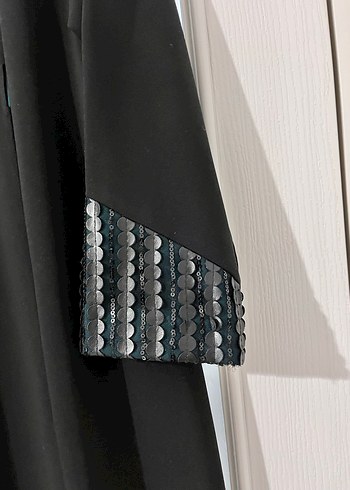 Nakışlı Uzun Siyah Kadın Elbise - Görsel 4