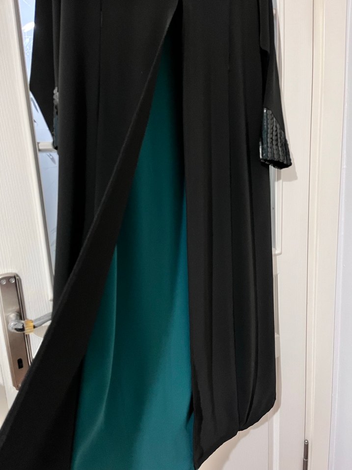 Nakışlı Uzun Siyah Kadın Elbise - Görsel 2