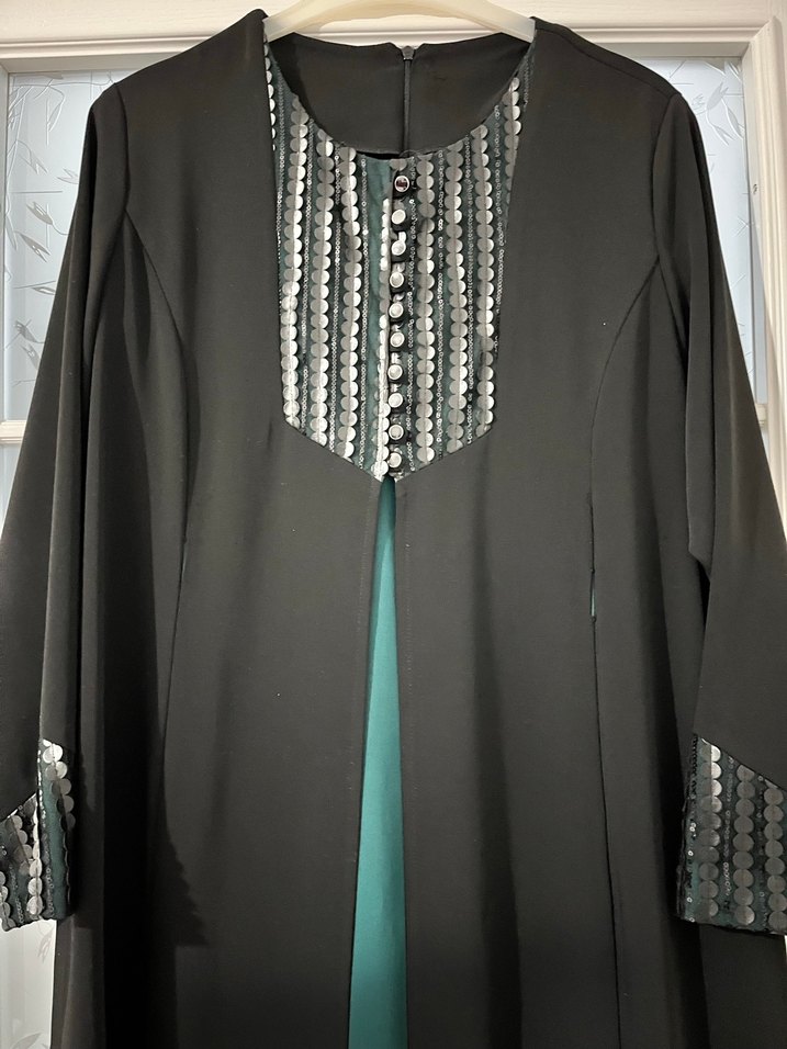 Nakışlı Uzun Siyah Kadın Elbise - Görsel 3