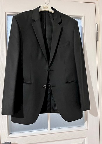 Erkek Siyah Düz Kumaş Takım Elbise - Görsel 4