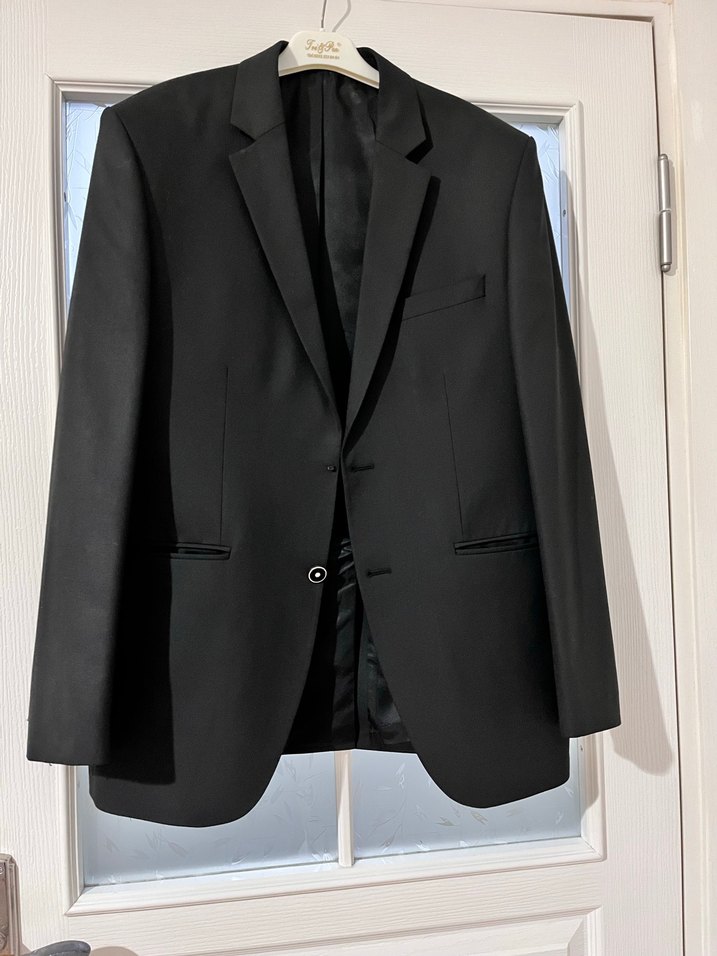 Erkek Siyah Düz Kumaş Takım Elbise - Görsel 4