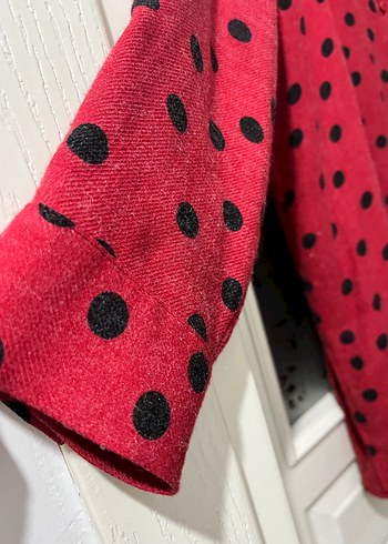 Kırmızı Puantiyeli Uzun Kollu Kadın Gömlek - Görsel 5