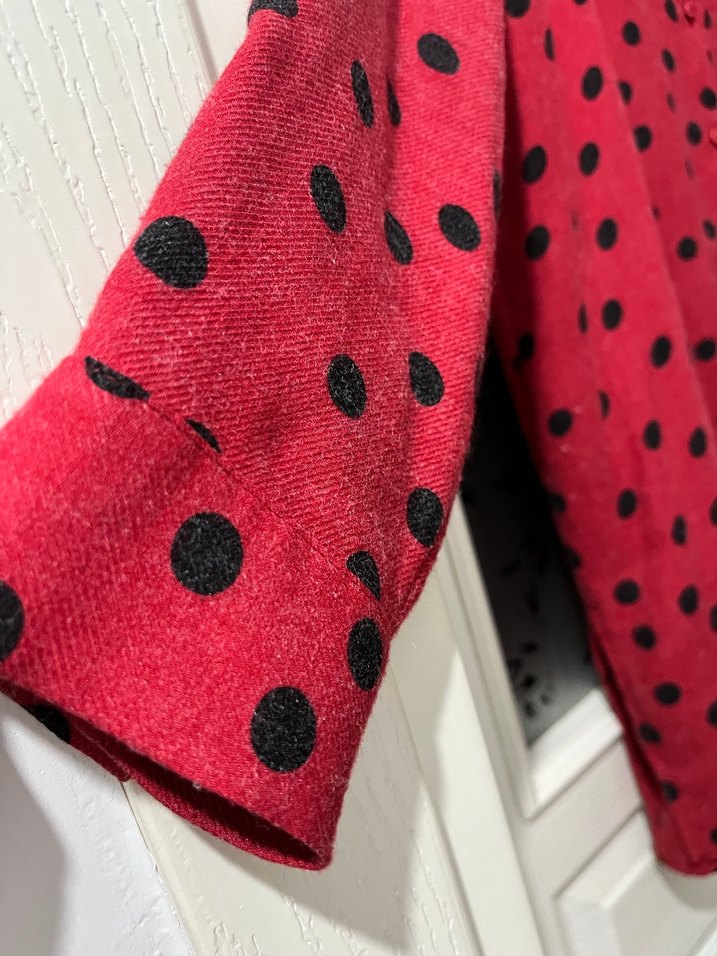 Kırmızı Puantiyeli Uzun Kollu Kadın Gömlek - Görsel 5