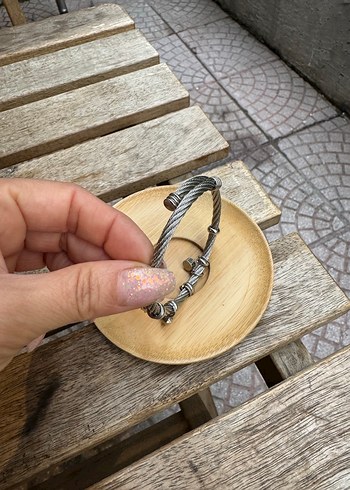  Beden gri Renk Bohem Gri taşlı charm Kadın Bileklik