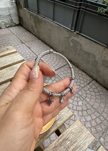 Diğer Bohem Gri taşlı charm Kadın Bileklik