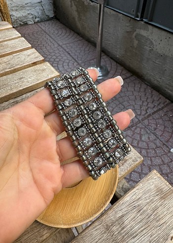  Beden Gri Boncuklu lastikli taşlı Bohem Yılan Desenli Bileklik