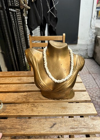 Beyaz Boncuklu doğal taş Bohem Kadın Kolye