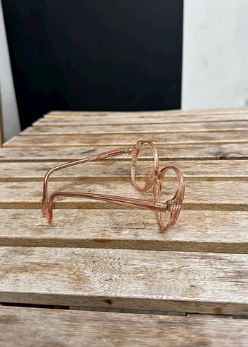 Bej Transparan Vintage gözlük çerçevesi - Görsel 4