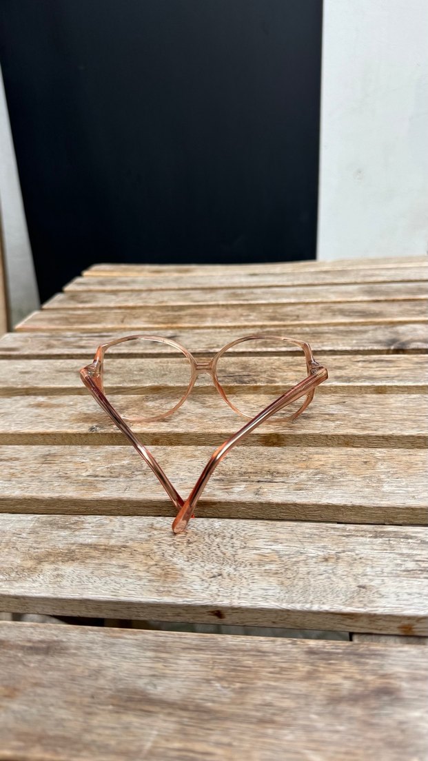 Bej Transparan Vintage gözlük çerçevesi - Görsel 3