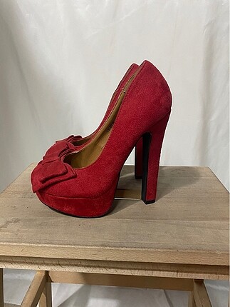 37 Beden kırmızı Renk Kırmızı nubuk süet hakiki deri topuklu abiye ayakkabı