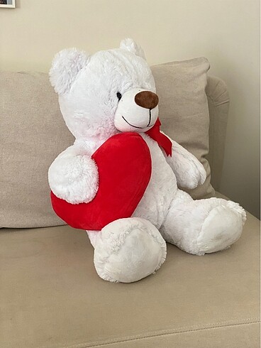 Diğer Peluş beyaz kalpli oyuncak ayı
