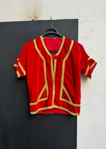 Kızlar için Nakışlı Kırmızı V Yaka ceket