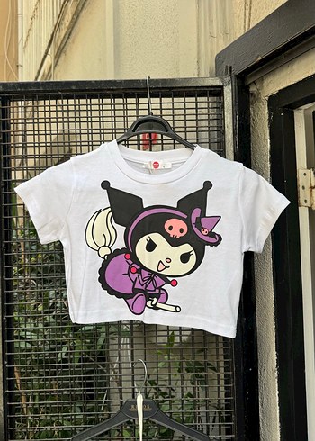 Mor Goth Baskılı Crop Tişört