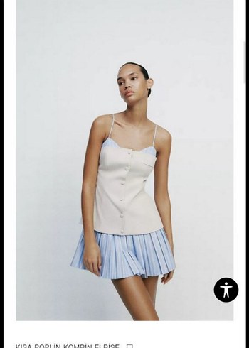 l Beden Beyaz Askısız Mini Denim Elbise