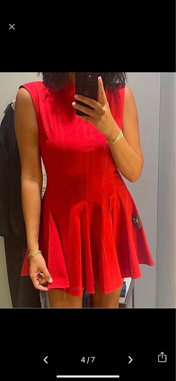 l Beden kırmızı Renk Zara elbise