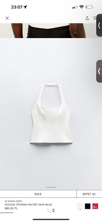 Zara vücuda oturan halter yaka bluz