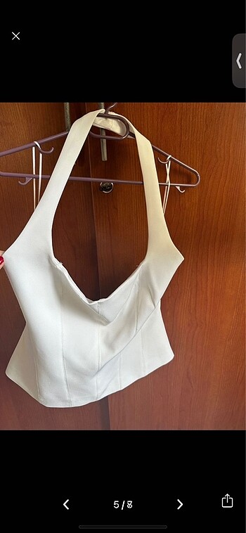 xs Beden beyaz Renk Zara vücuda oturan halter yaka bluz