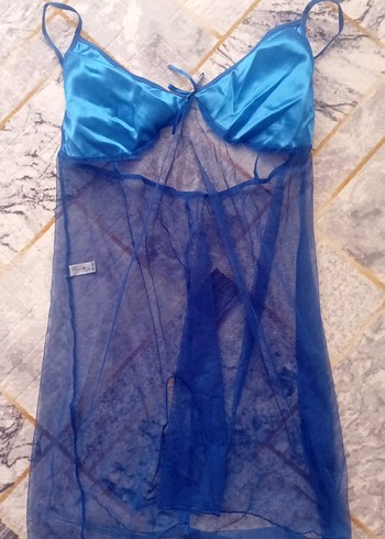 Uzun Kollu Mavi Bohem Kadın Sabahlık - Görsel 2