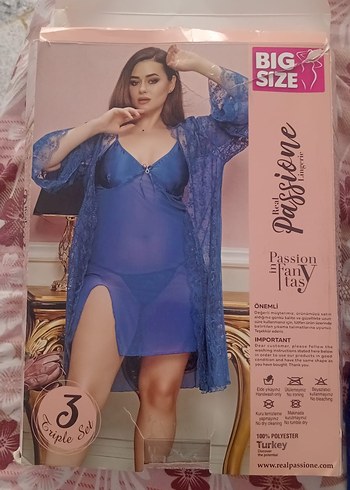 Uzun Kollu Mavi Bohem Kadın Sabahlık - Görsel 4