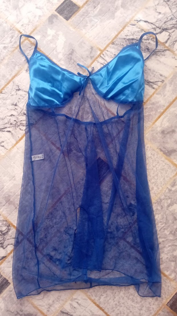 Uzun Kollu Mavi Bohem Kadın Sabahlık - Görsel 2