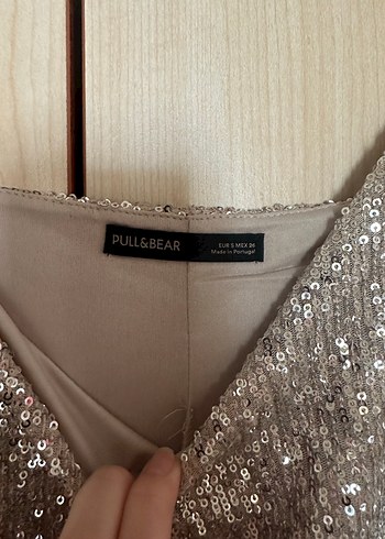 Zara Gri V Yakalı Payetli Mini Elbise - Görsel 3