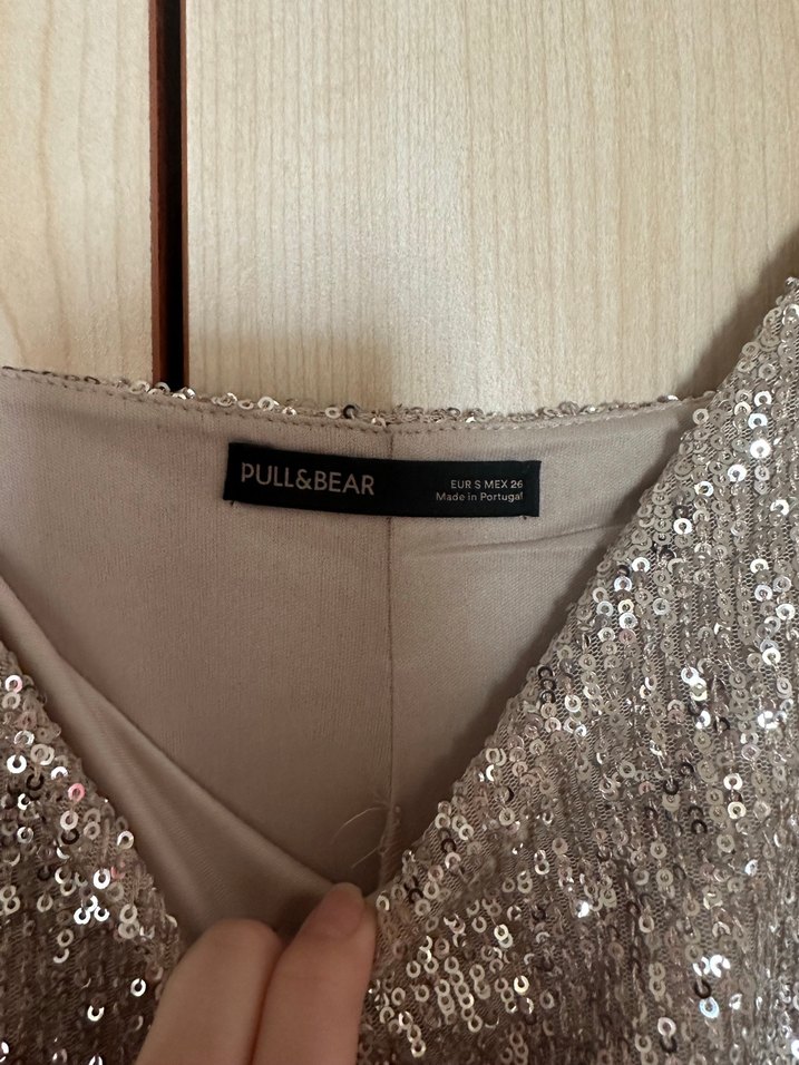 Zara Gri V Yakalı Payetli Mini Elbise - Görsel 3