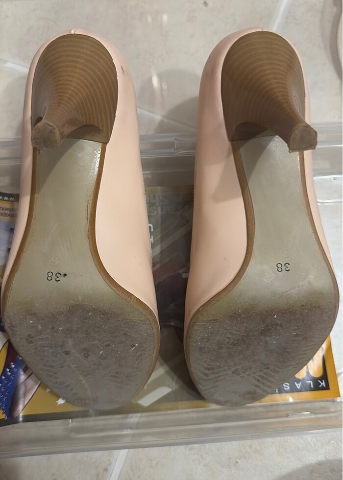 Pudra pembesi topuklu ayakkabı - Görsel 2