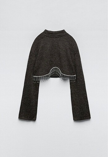 zara crop tasli kazak