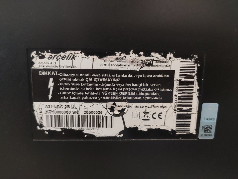 ARÇELİK 37" TV, PANELİ KIRIK. HURDA NİYETİNE - Görsel 3