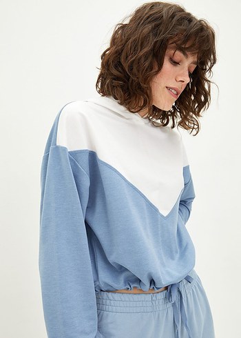 m Beden mavi Renk Kapüşonlu Kadın sweatshirt