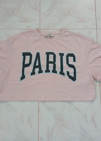 Pembe Paris Baskılı Kadın Tişört